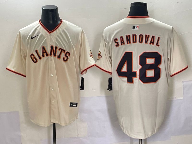 Men 2025 San Francisco Giants #48 Sandoval Cream Game Nike MLB Jersey style 1
